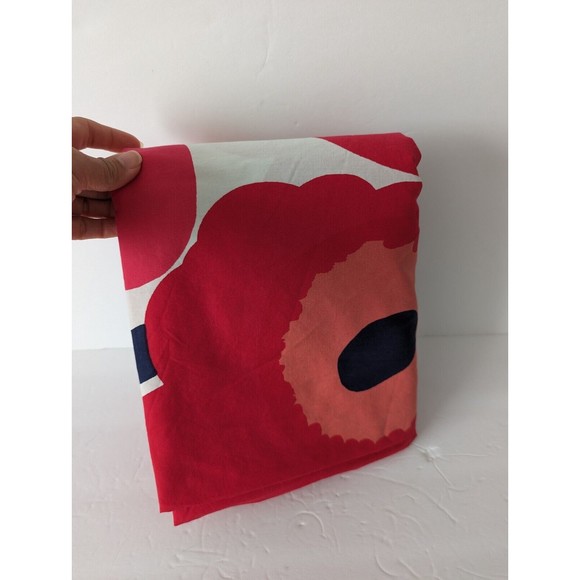 ❤️SOLD❤️ Marimekko Mini Unikko Full Size Flat Sheet Red Floral 100% Cotton EUC - Picture 4 of 5